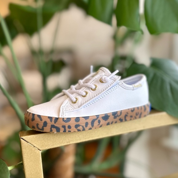 NWT Keds Special Edition Girls White, Gold & Leopard Sneakers w/ Velcro Size 6.5 - Picture 13 of 16